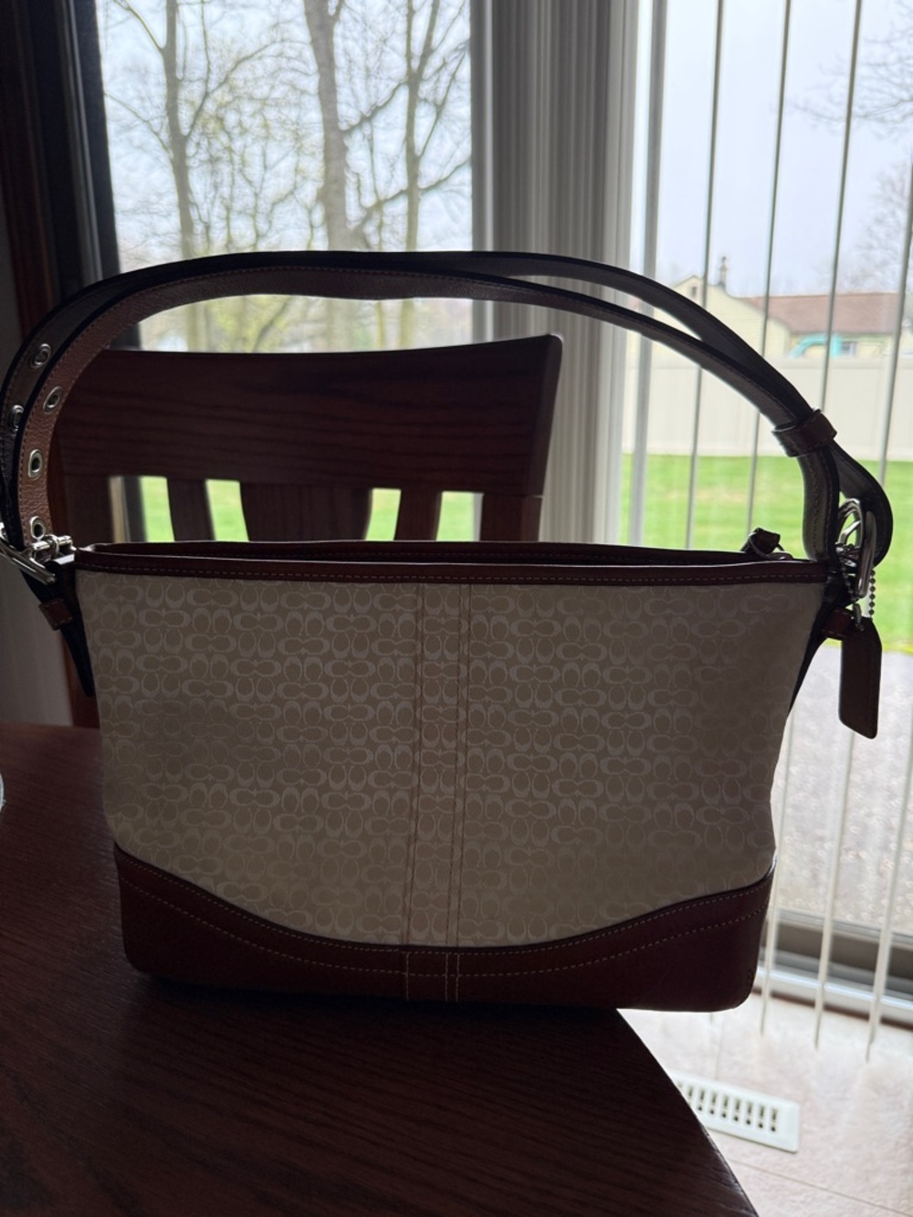 Vintage Coach White Sand Mini Signature C purse shoulder bag